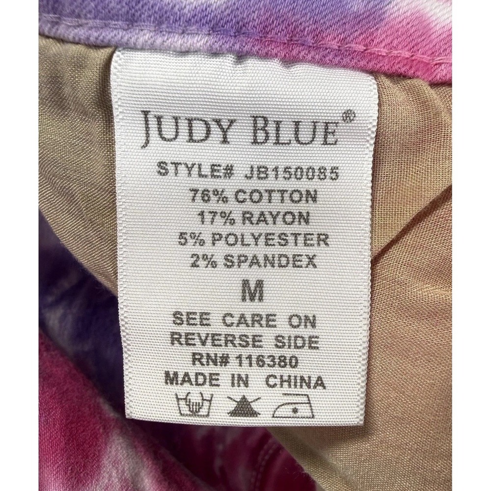 Judy Blue Snow Cone Tie Dye Denim Women's Sz Medium Cut Off High Waist Shorts - Picture 9 of 10